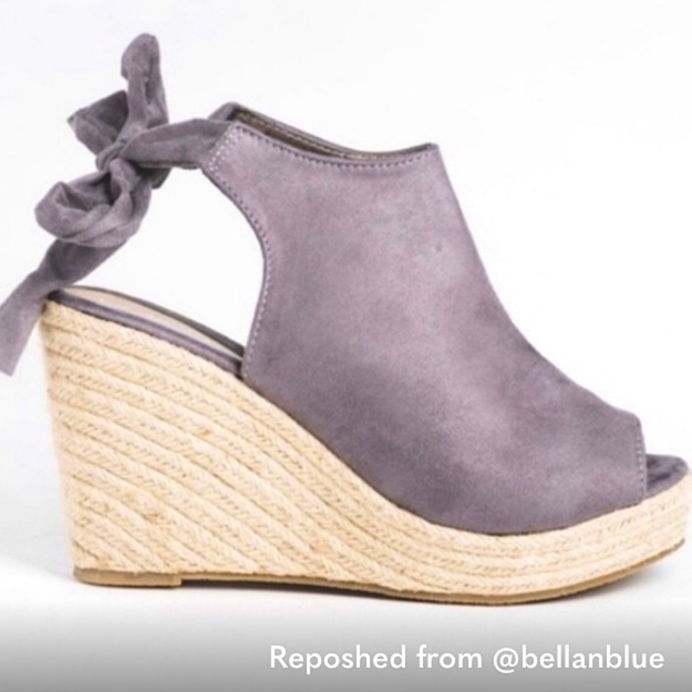 Vegan Suede Peep toe espadrilles